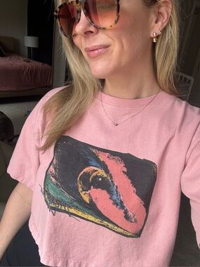 SAINT LAURENT Pink Cropped Tee